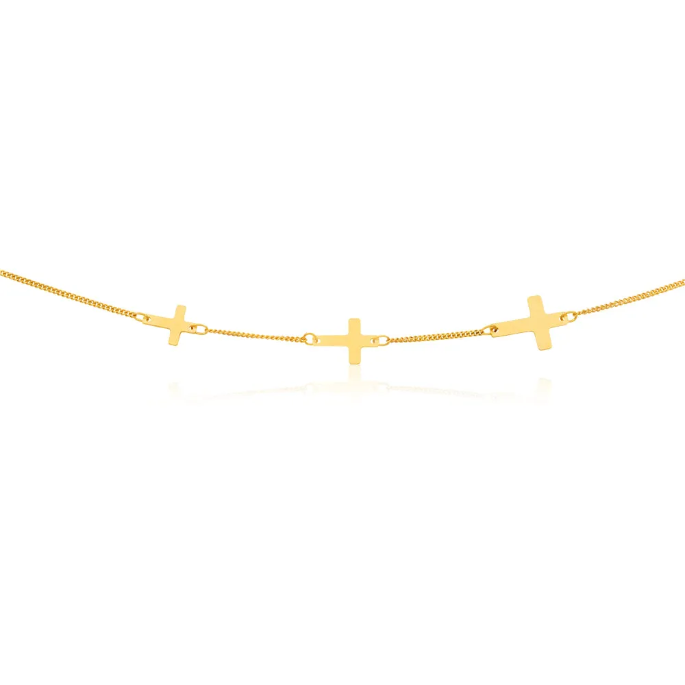 Silverfilled 45cm Sideway Necklace With Three Crosses Shiels