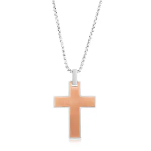 Stainless Steel Chocolate Colour Polished Cross Pendant On Chain Shiels