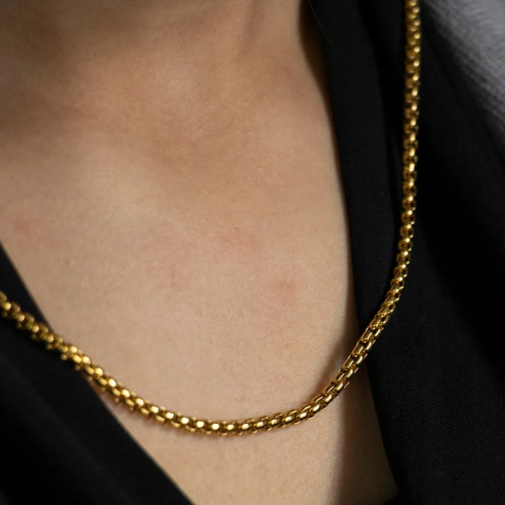 Stainless Steel Gold Plated 55cm Box Chain Shiels
