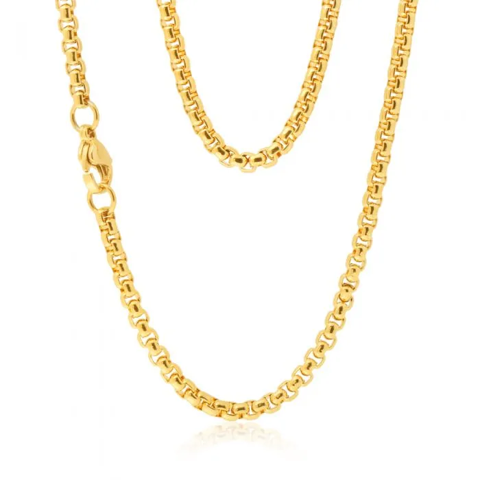 Stainless Steel Gold Plated 55cm Box Chain Shiels