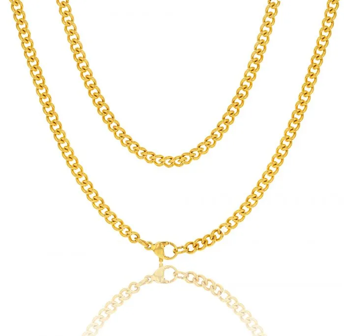 Stainless Steel Gold Plated 55cm Curb Chain Shiels