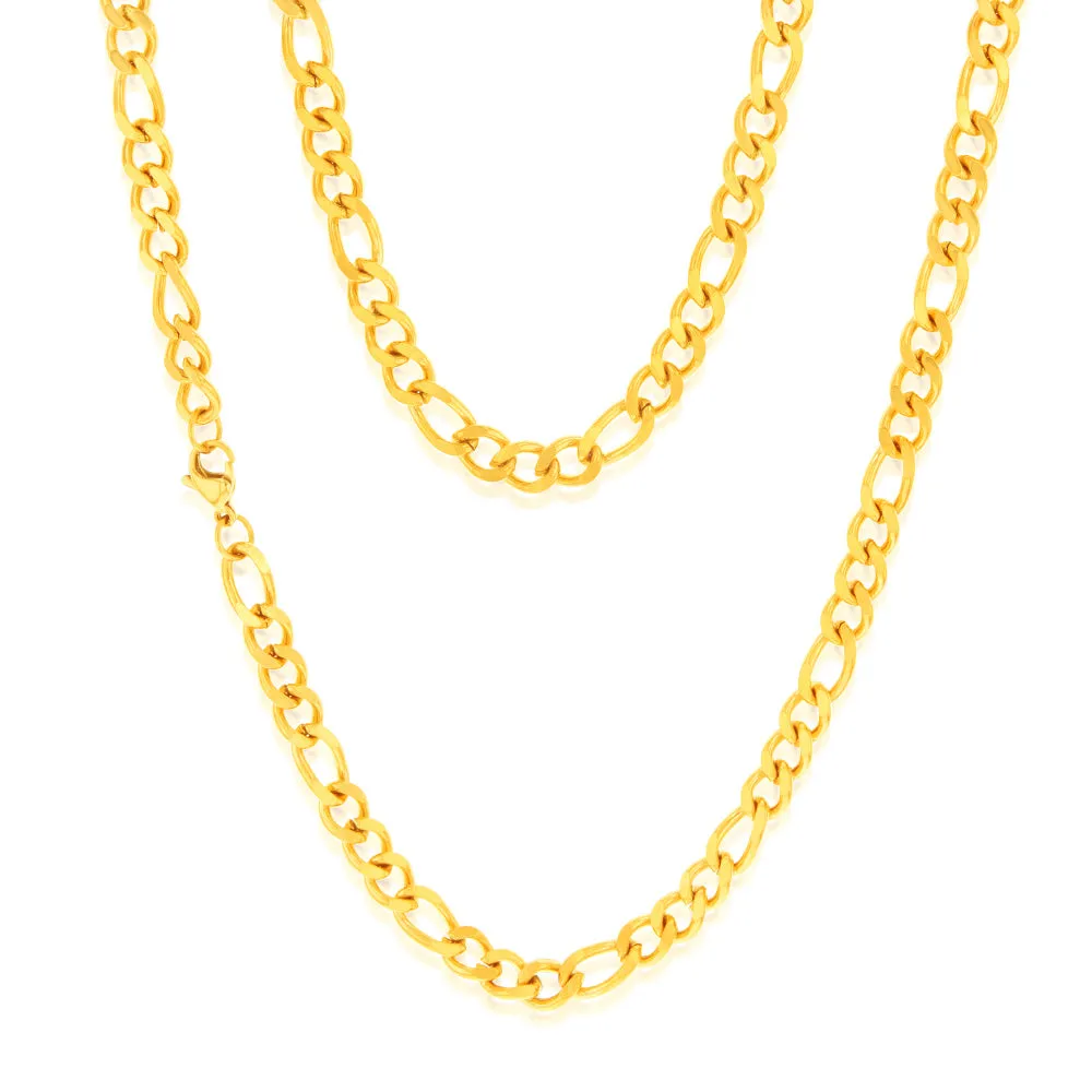 Stainless-Steel Gold-Plated Figaro 1:3 Fancy 60cm Chain Shiels