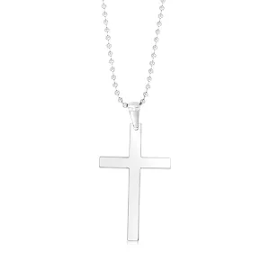 Stainless Steel Plain Cross On 60.9cm Ball Chain Shiels