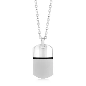 Stainless Steel Polished And Matt Texture Dog Tag Pendant On Chain Shiels