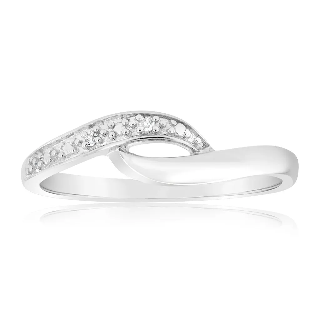 Sterling Silver 0.01 Carat Diamond Ring with 2 Brilliant Cut Diamonds Shiels