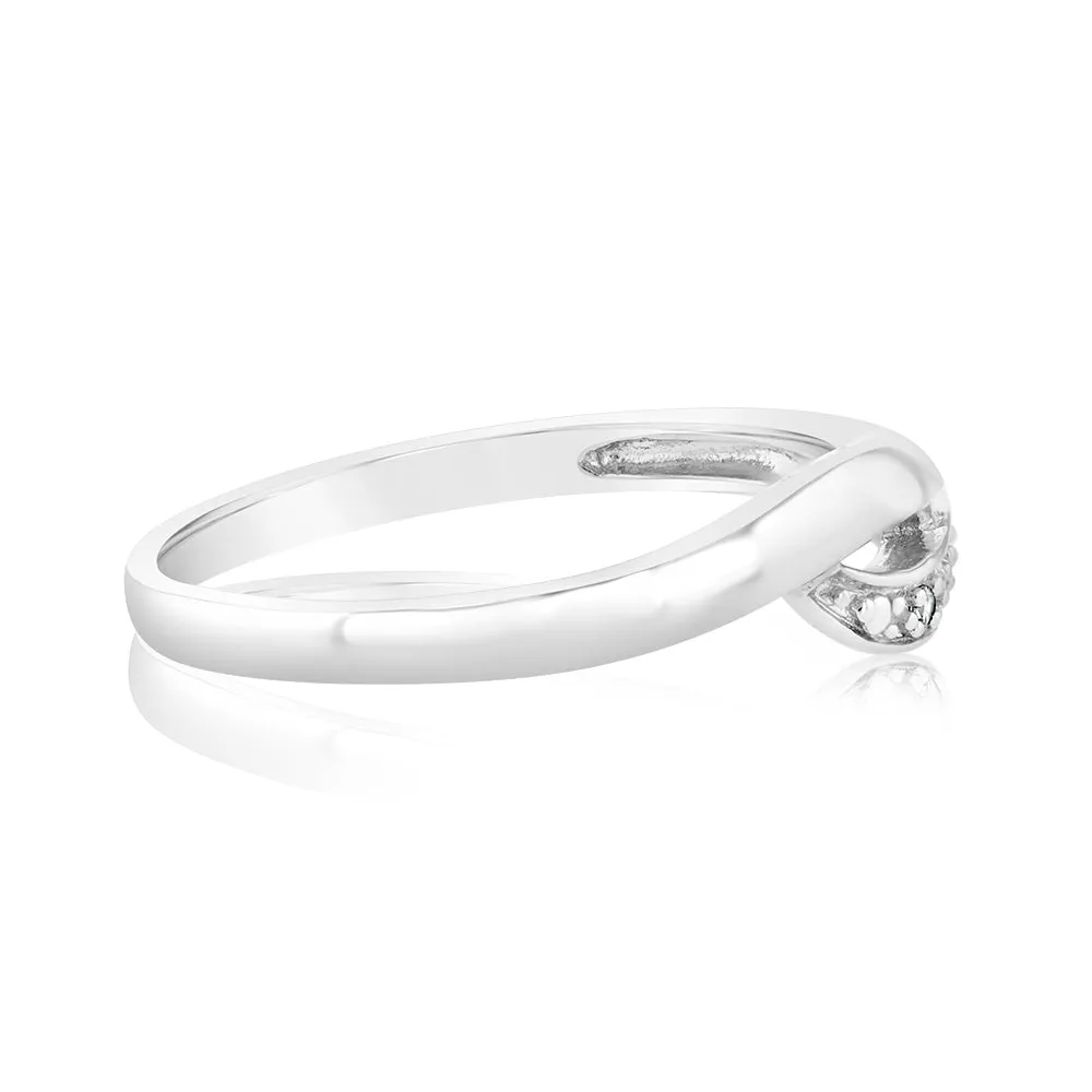 Sterling Silver 0.01 Carat Diamond Ring with 2 Brilliant Cut Diamonds Shiels