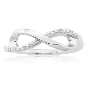 Sterling Silver 0.02 Carat Diamond Infinity Ring with 6 Brilliant Cut Diamonds Shiels