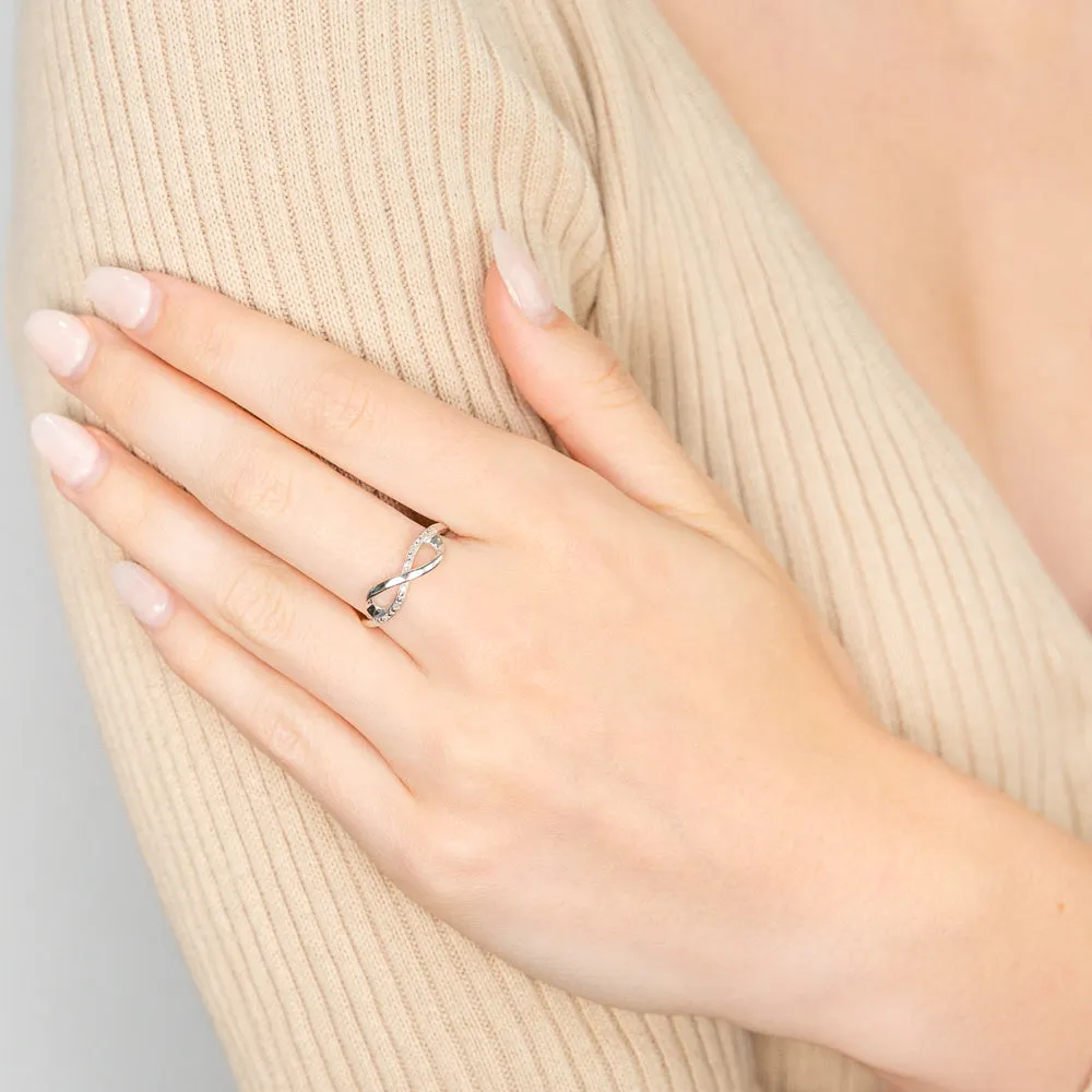Sterling Silver 0.02 Carat Diamond Infinity Ring with 6 Brilliant Cut Diamonds Shiels