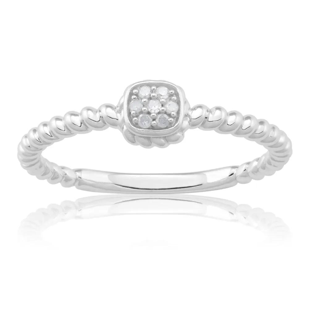 Sterling Silver 0.03 Carat Diamond Ring with 7 Brilliant Cut Diamonds Shiels