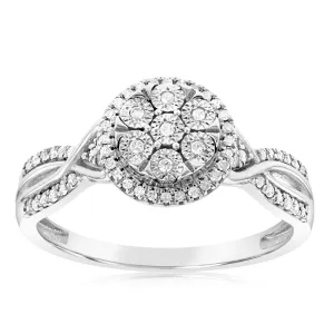 Sterling Silver 0.15 Carat Diamond Ring With 61 Brilliant Cut Diamonds Shiels