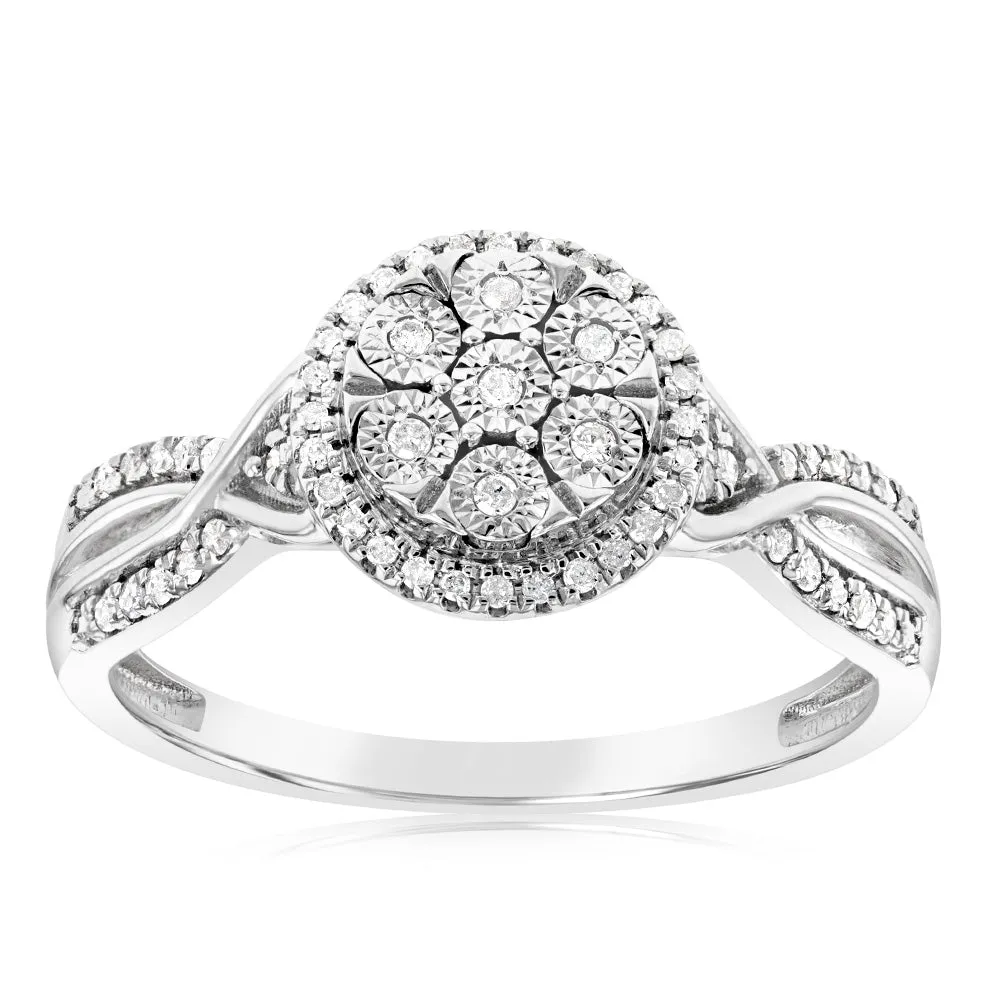 Sterling Silver 0.15 Carat Diamond Ring With 61 Brilliant Cut Diamonds Shiels