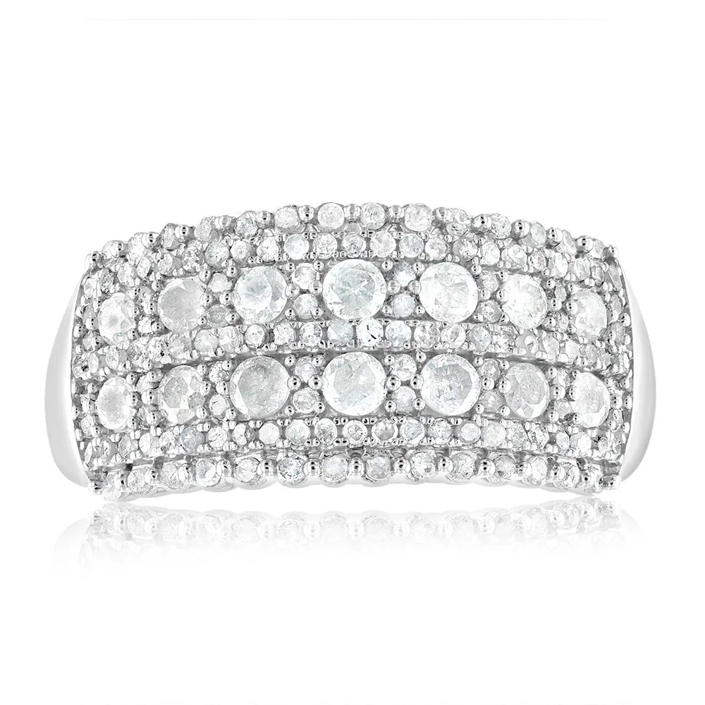 Sterling Silver  0.95 Carat Diamond Channel Set Ring Shiels