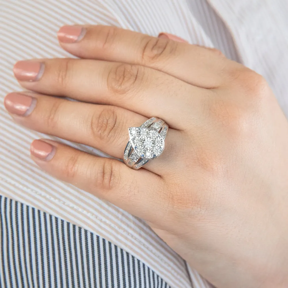 Sterling Silver 1 Carat Diamond Pear Shaped Dress Ring Shiels