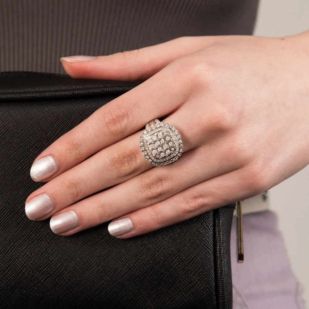 Sterling Silver 1 Carat Diamond Ring With 112 Brilliant & 22 Baguette Cut Diamonds Shiels