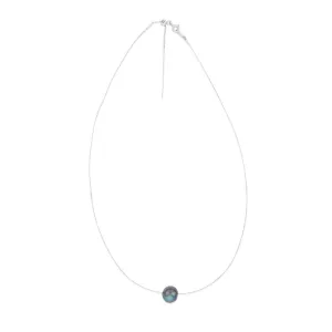 Sterling Silver 10-12mm Dyed Black Fresh Water Pearl On Adjustable Choker Chain Shiels