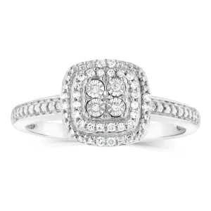 Sterling Silver 1/10 Carat Diamond Cushion Shaped Ring Shiels