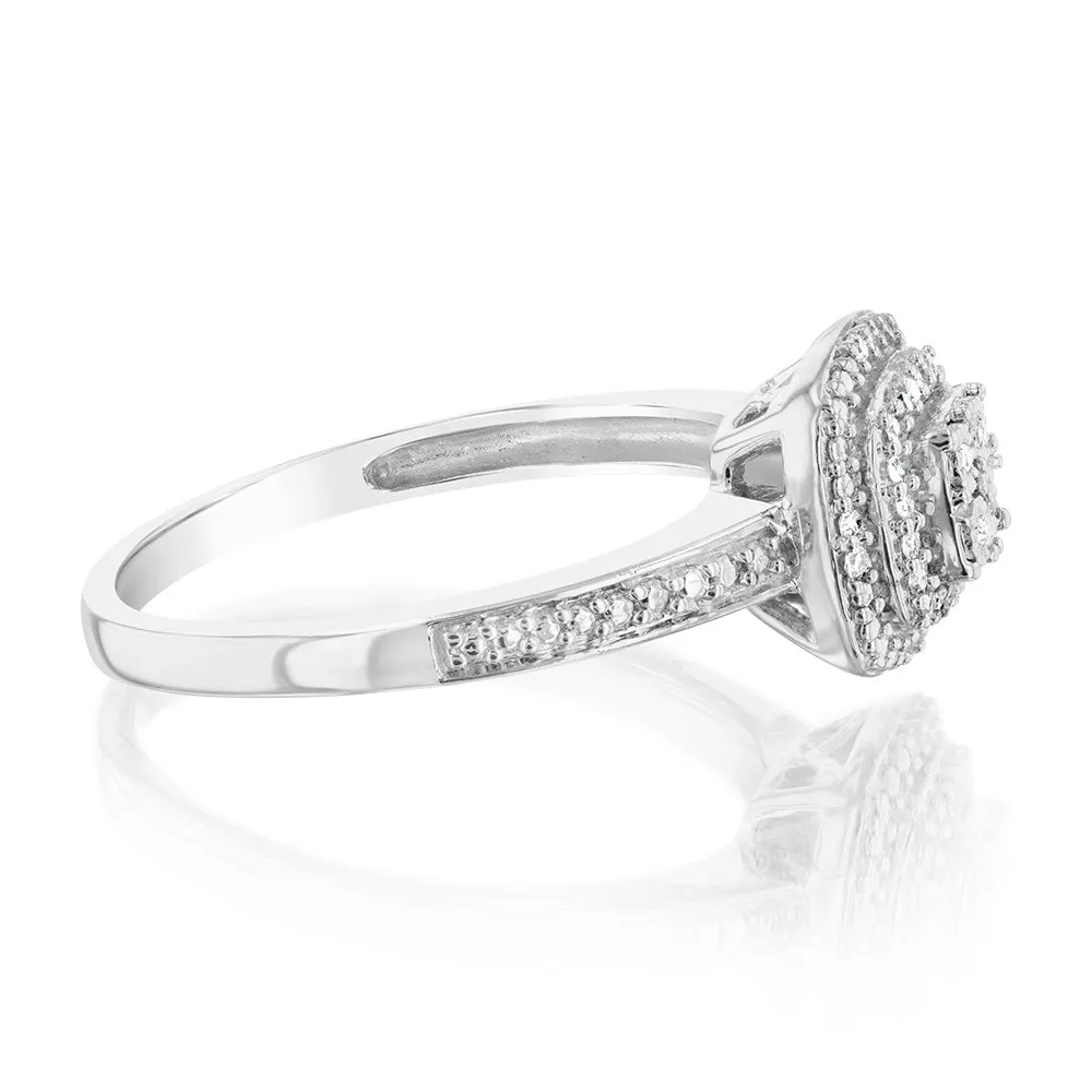 Sterling Silver 1/10 Carat Diamond Cushion Shaped Ring Shiels