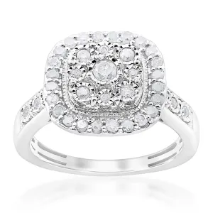Sterling Silver 1/2 Carat Diamond Cushion Shape Cluster Ring Shiels