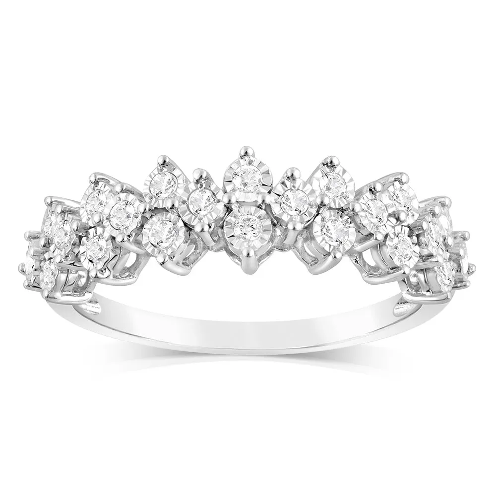Sterling Silver 1/4 Carat Diamond Ring with 22 Round Brilliant Cut Diamonds in Disc Setting Shiels