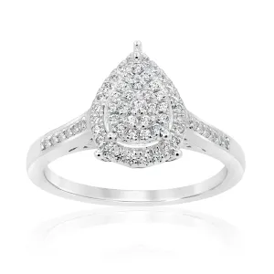 Sterling Silver 1/4 Carat Pear Shape Diamond Dress Ring Shiels