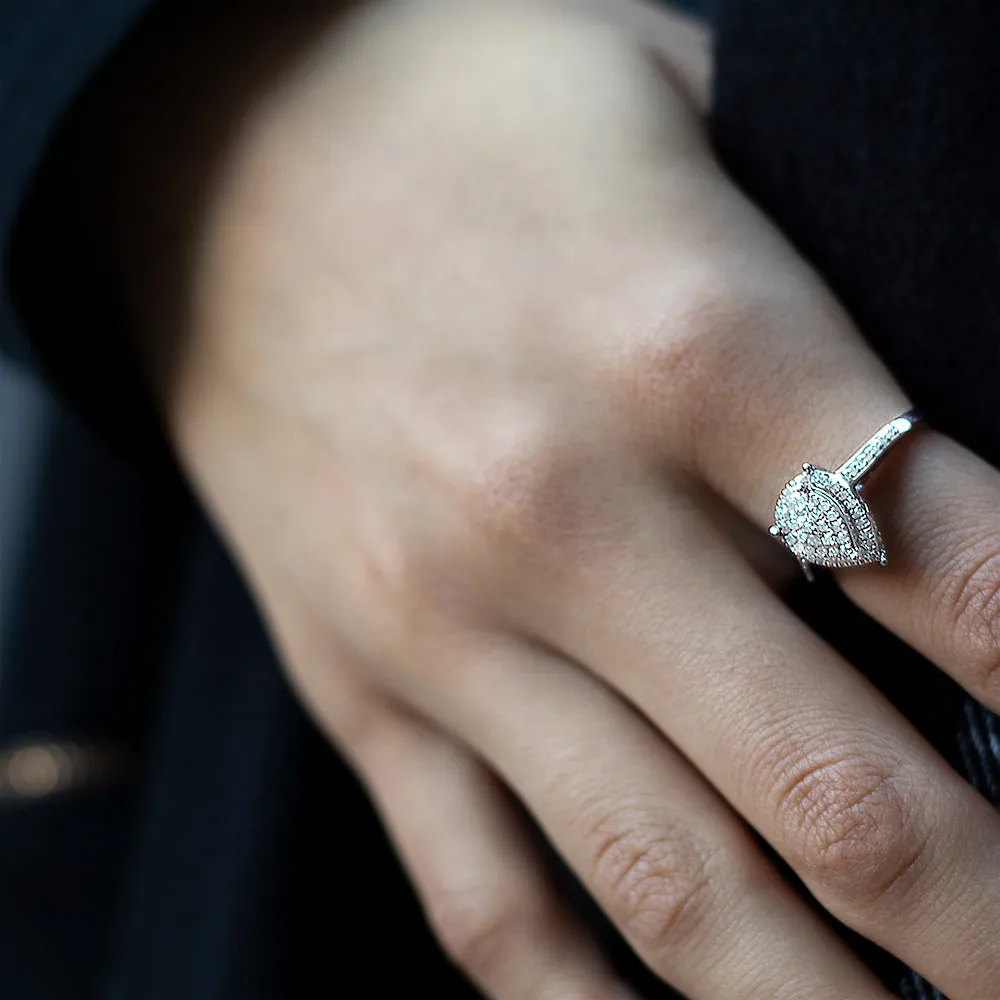 Sterling Silver 1/4 Carat Pear Shape Diamond Dress Ring Shiels