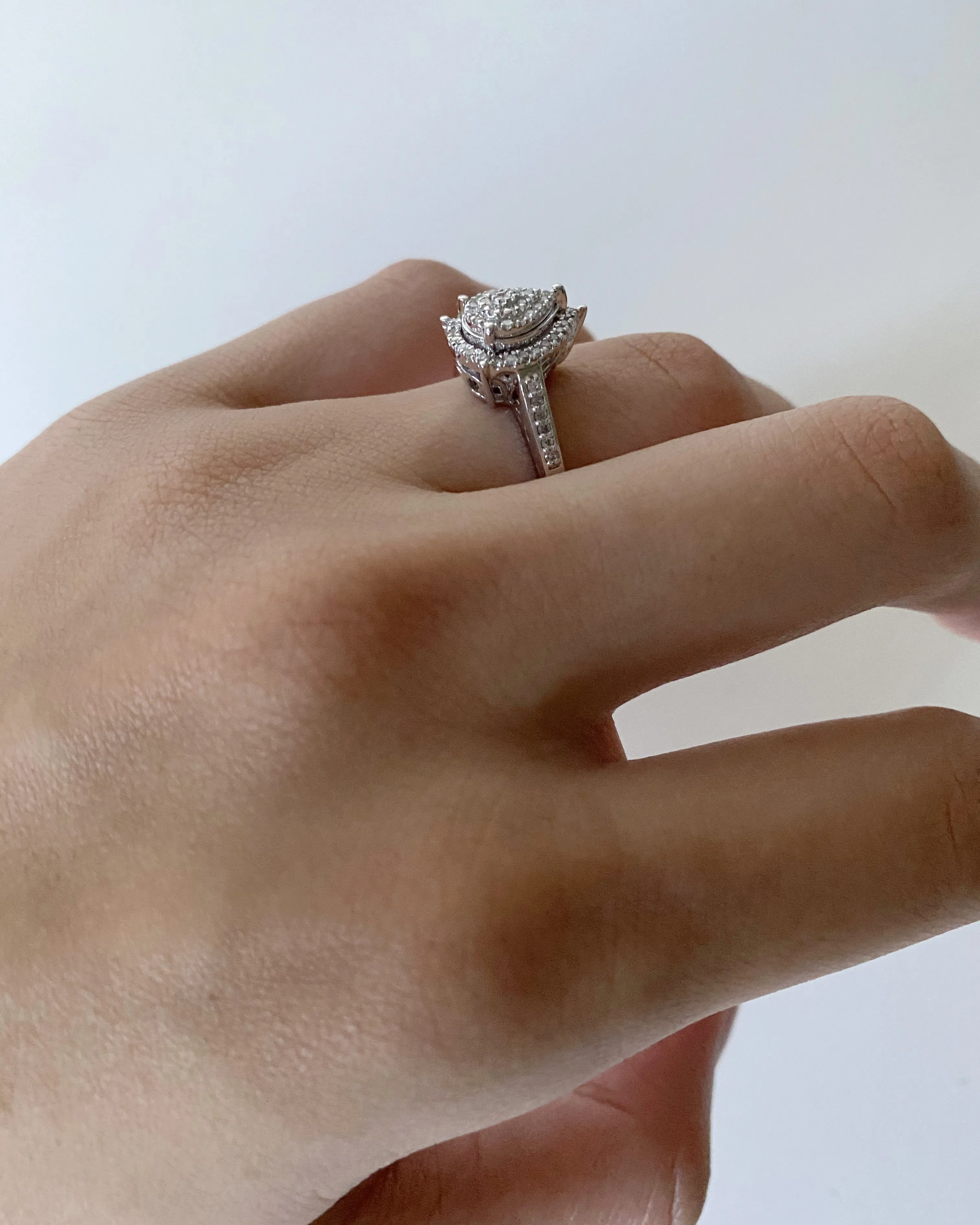 Sterling Silver 1/4 Carat Pear Shape Diamond Dress Ring Shiels