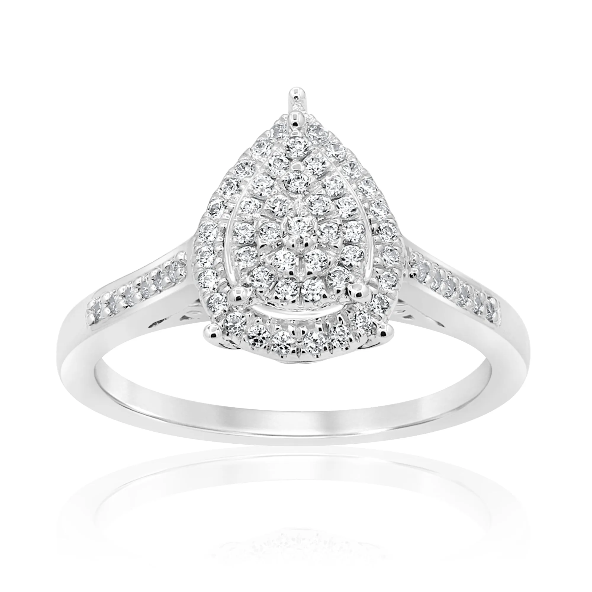 Sterling Silver 1/4 Carat Pear Shape Diamond Dress Ring Shiels