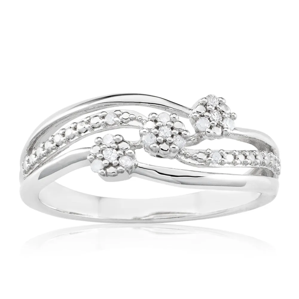 Sterling Silver 14 Diamond Ring Shiels