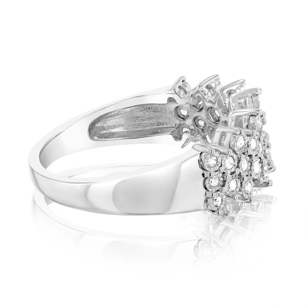 Sterling Silver  1/5 Carat Diamond Cluster Ring Shiels