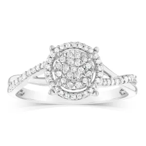 Sterling Silver 1/5 Carat Diamond Round Shaped Wrapped Band Ring Shiels