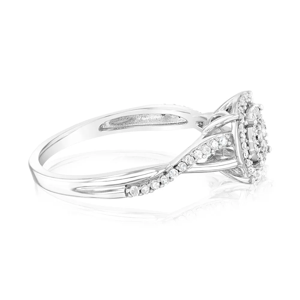 Sterling Silver 1/5 Carat Diamond Round Shaped Wrapped Band Ring Shiels