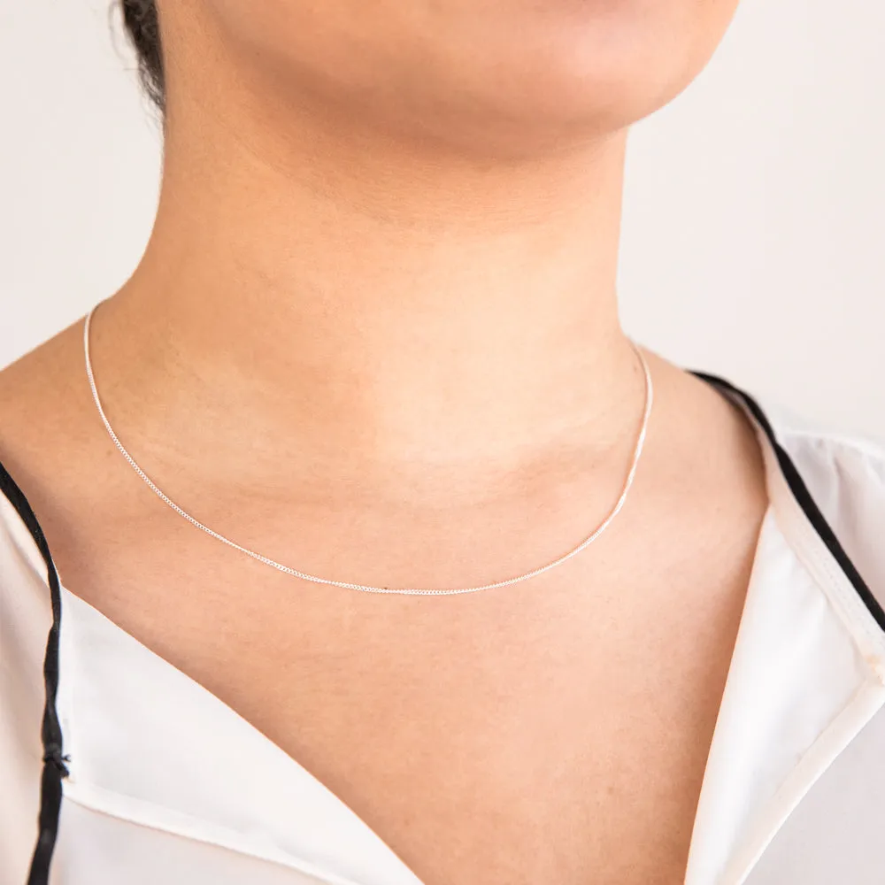 Sterling Silver 30 Gauge Curb Chain in 45cm Shiels