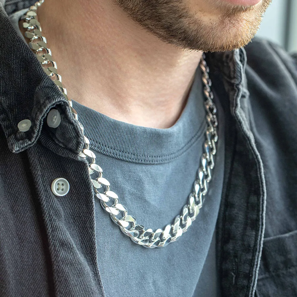 Sterling Silver 350 Gauge Diamond Cut 55cm Curb Chain Shiels