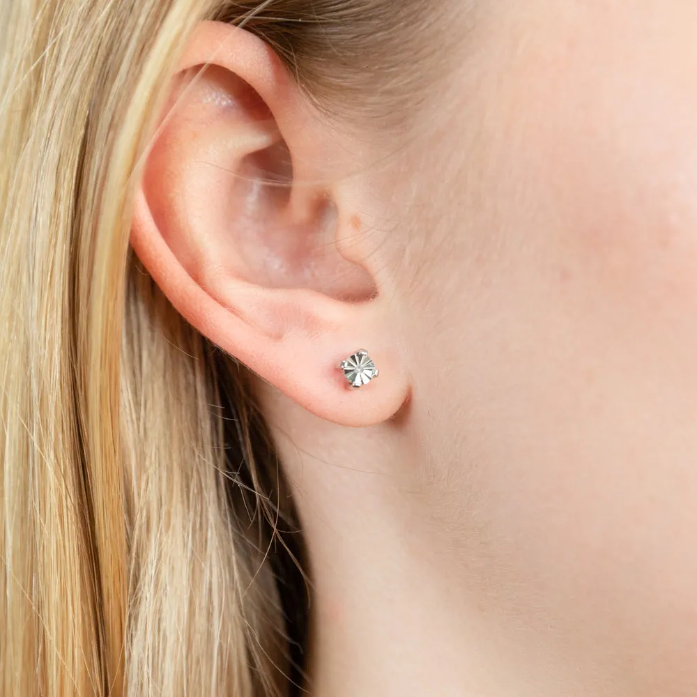 Sterling Silver 4mm Diamond Stud Earrings Shiels