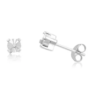 Sterling Silver 4mm Diamond Stud Earrings Shiels
