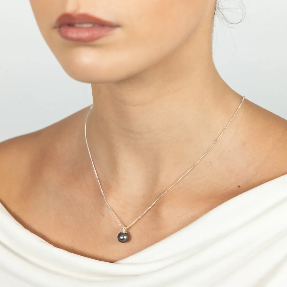 Sterling Silver 8-10mm Tahitian Pearl Pendant on 45cm Chain Shiels