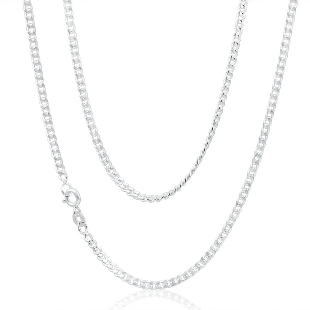 Sterling Silver 80 Gauge Diamond Cut 45cm Curb Chain Shiels