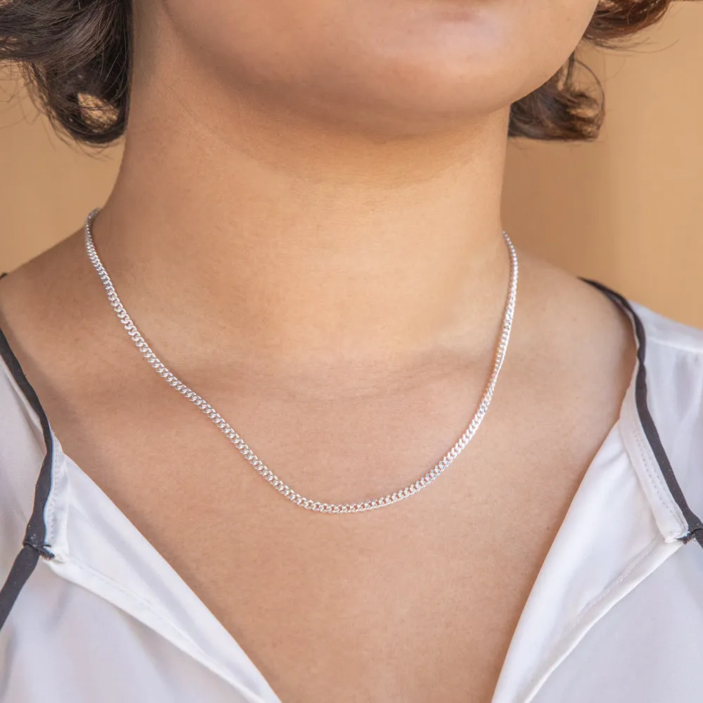 Sterling Silver 80 Gauge Diamond Cut 45cm Curb Chain Shiels