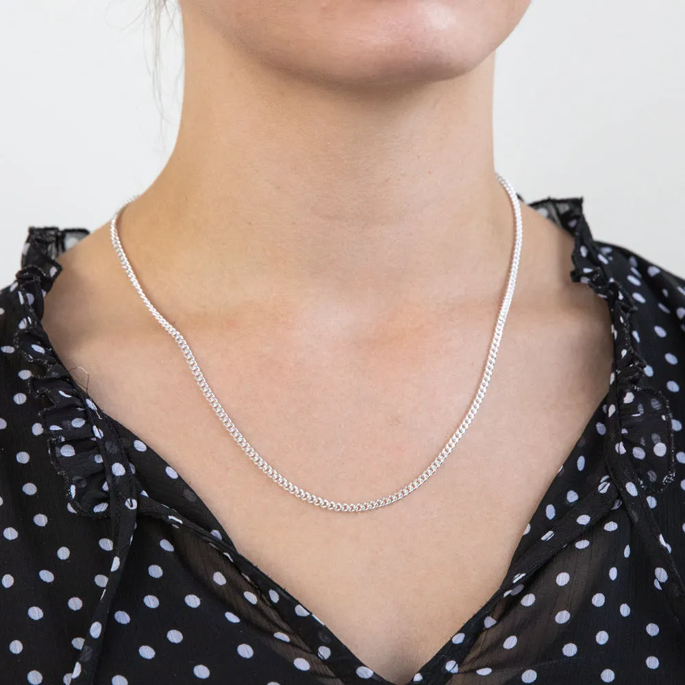 Sterling Silver 80 Gauge Diamond Cut 50cm Curb Chain Shiels
