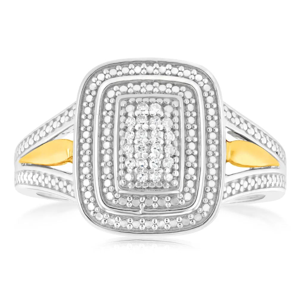 Sterling Silver & 9ct Yellow Gold Diamond Ring with 20 Brilliant Cut Diamonds Shiels