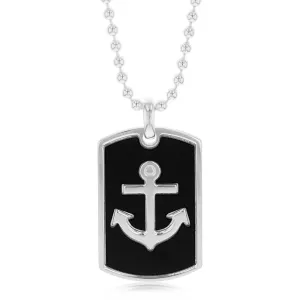 Sterling Silver Anchor Dog Tag Pendant on 55cm Chain Shiels