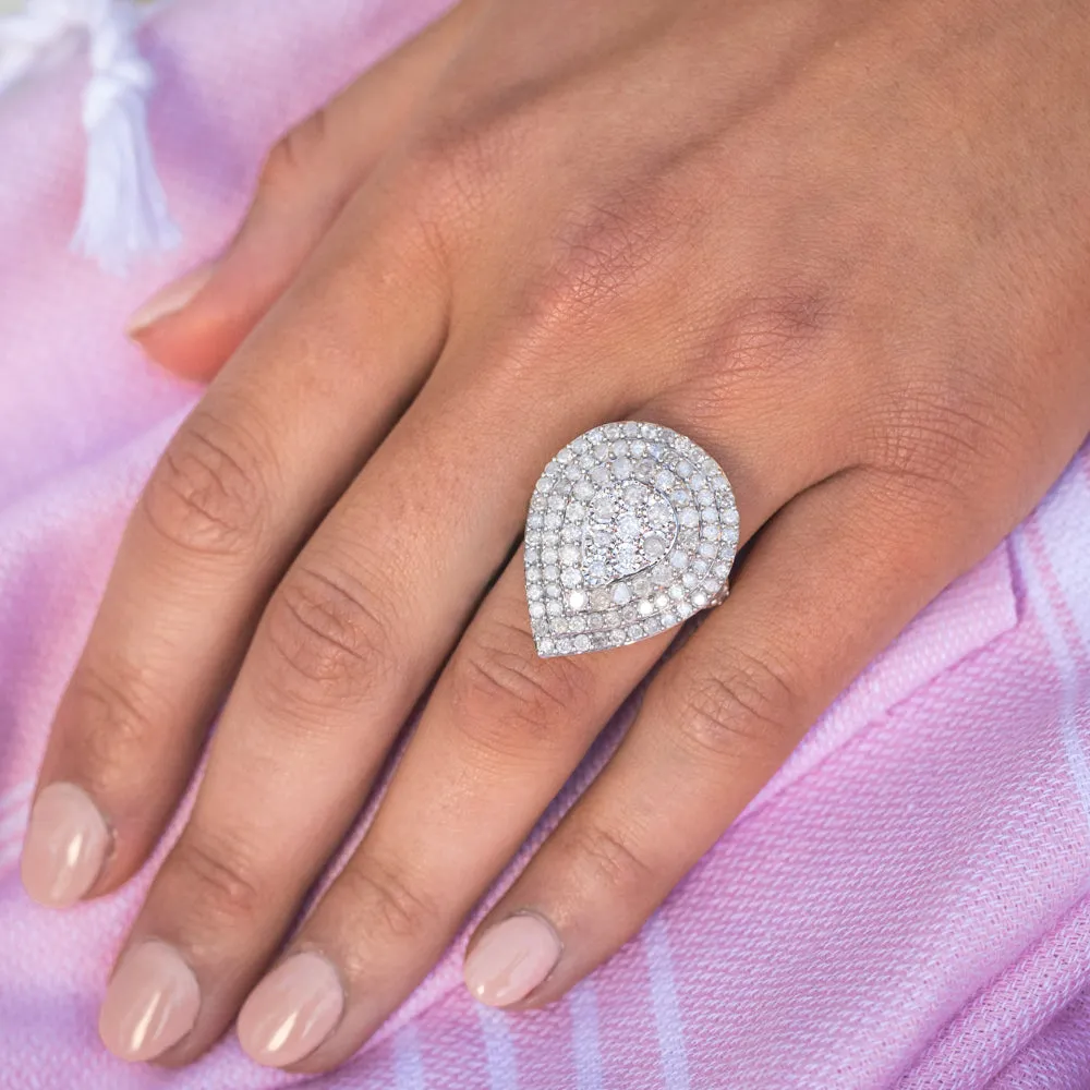 Sterling Silver and 9ct Yellow Gold 4 Carat Diamond Pear Shaped Cluster Ring Shiels
