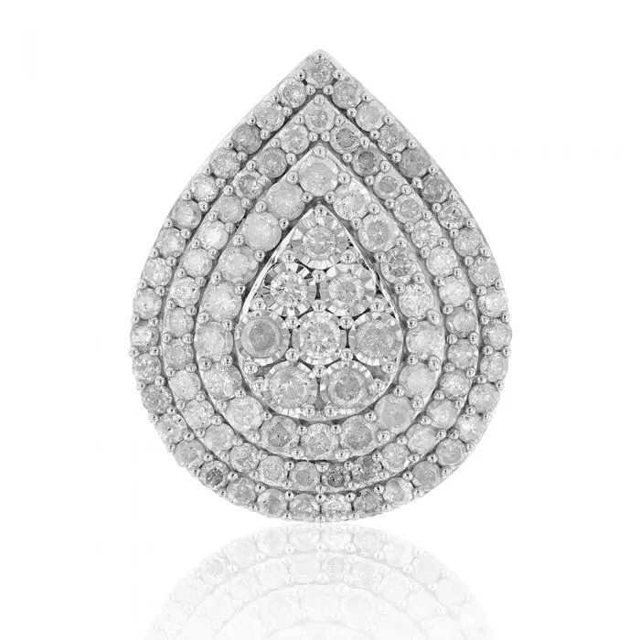 Sterling Silver and 9ct Yellow Gold 4 Carat Diamond Pear Shaped Cluster Ring Shiels