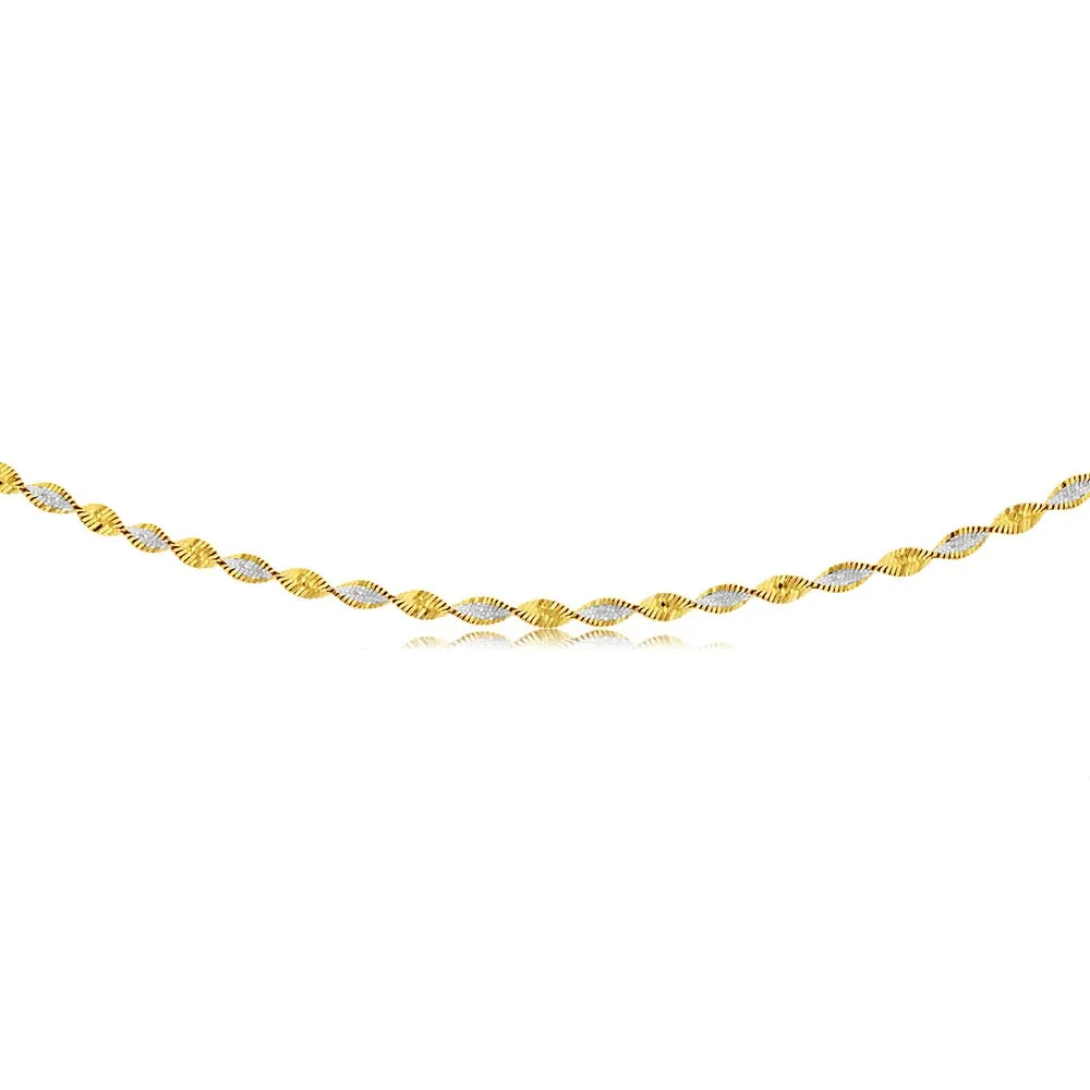 Sterling Silver And Gold Plated Two Tone Twisted Herringbone 45cm Chain Shiels