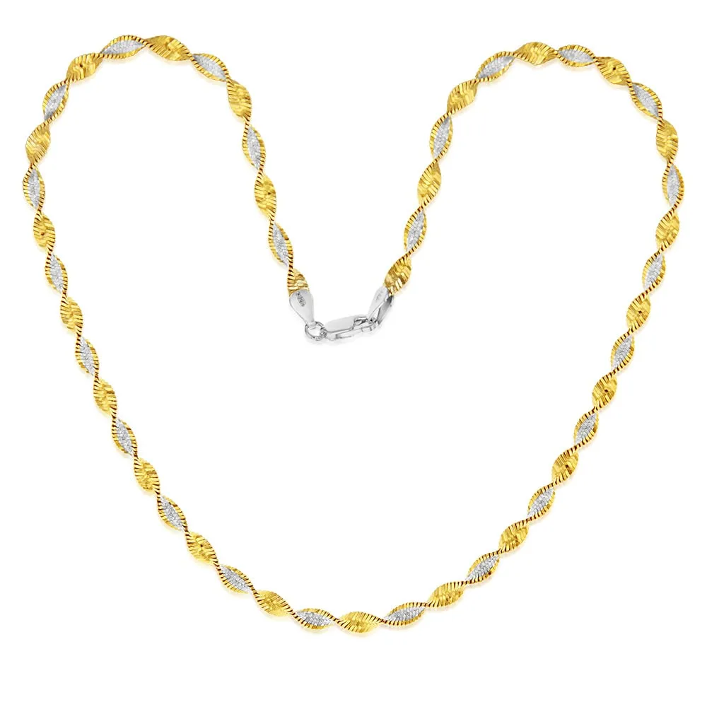 Sterling Silver And Gold Plated Two Tone Twisted Herringbone 45cm Chain Shiels