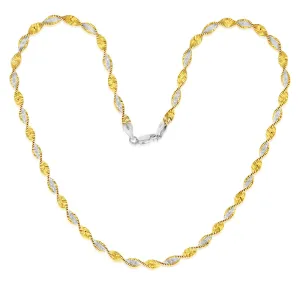 Sterling Silver And Gold Plated Two Tone Twisted Herringbone 45cm Chain Shiels