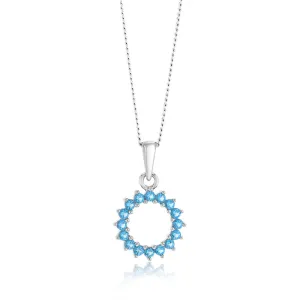 Sterling Silver Aquamarine Blue Cubic Zirconia Circle of Life Pendant Shiels