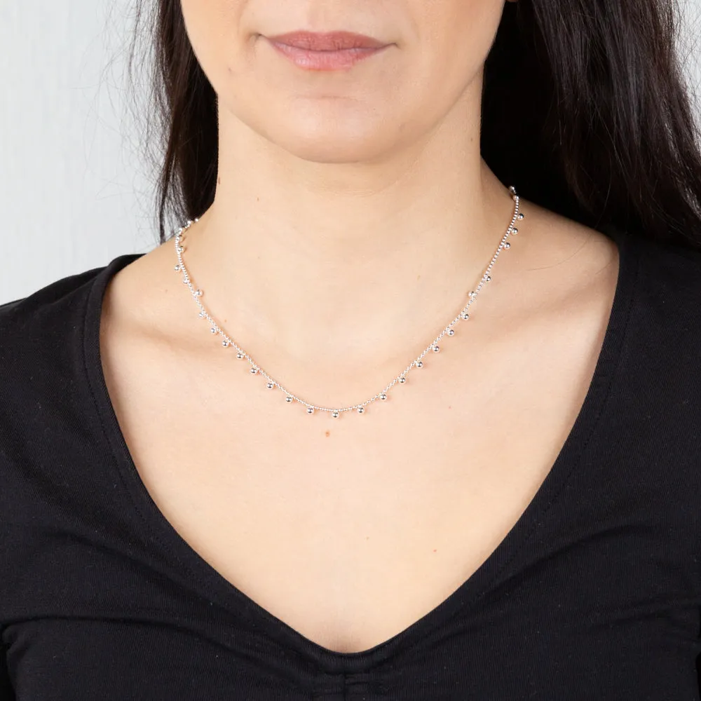 Sterling Silver Ball Charms On 45cm Ball Chain Shiels