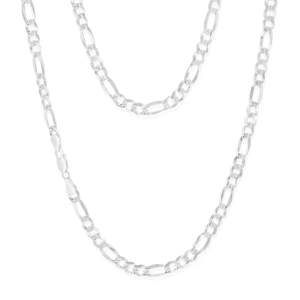 Sterling Silver Beveled Fancy 1:3 Figaro 140 Gauge 50cm Chain Shiels