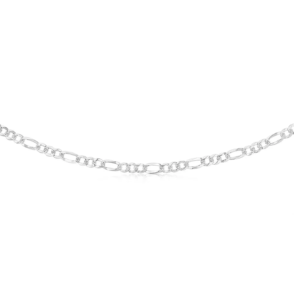 Sterling Silver Beveled Fancy 1:3 Figaro 160 Gauge 45cm Chain Shiels